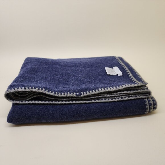 Calme by Johnny Was Navy Blue Cashmere Travel Throw Blanket - NO SILK BAG